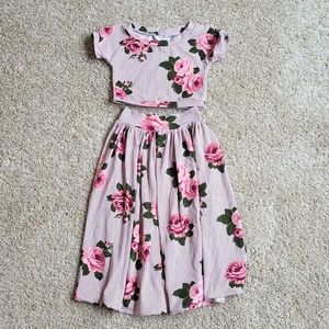 Crop top maxi shirt set